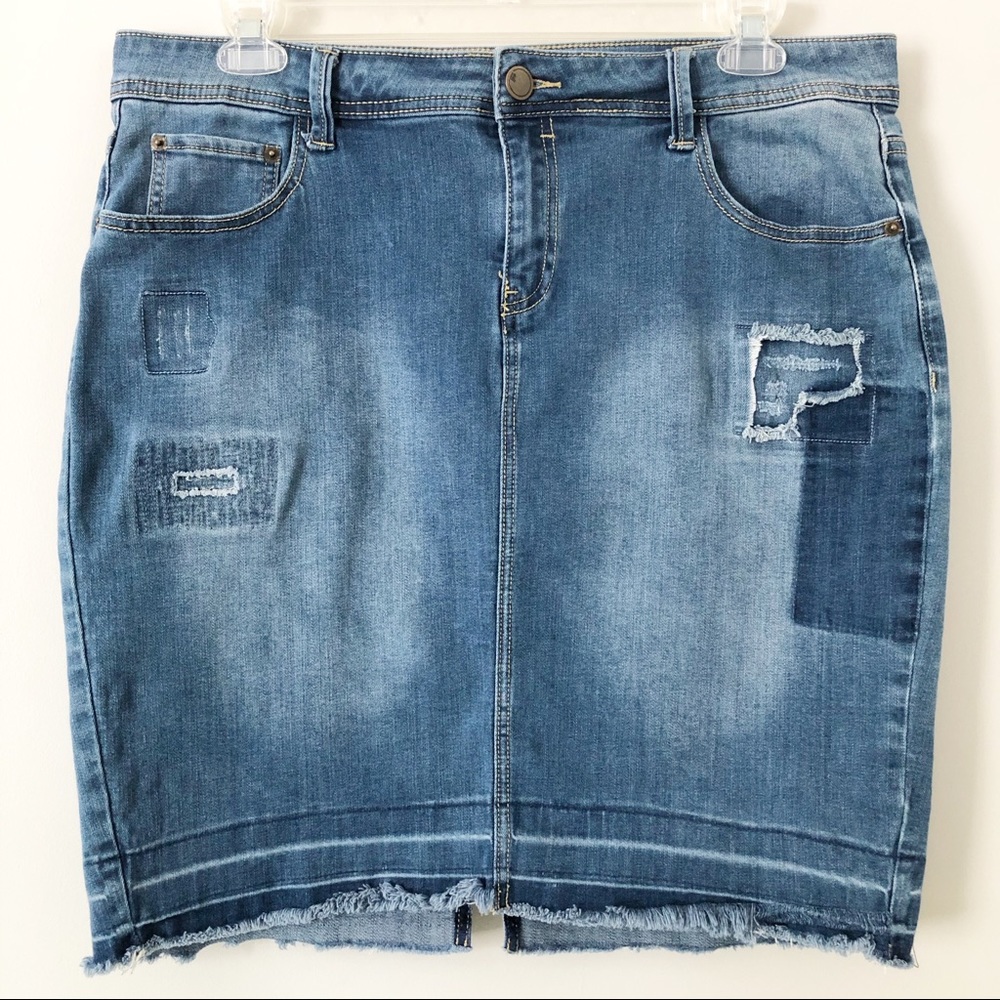 Lane Bryant Distressed Denim Skirt
